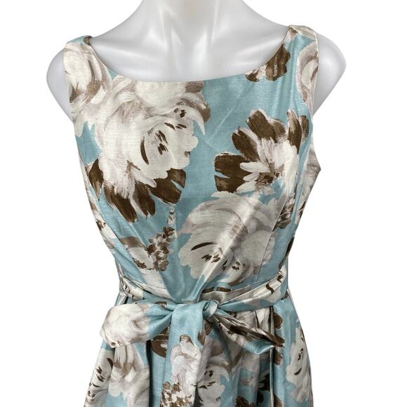 J Howard Multicolor Satin Floral Sleeveless Belted Mini Fit & Flare Dress Size 8 - Picture 3 of 5